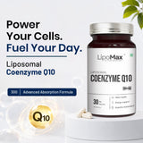 LipoMax Liposomal Coenzyme Q10 300mg 30 Veg Capsules | Antioxidant & Energy Support