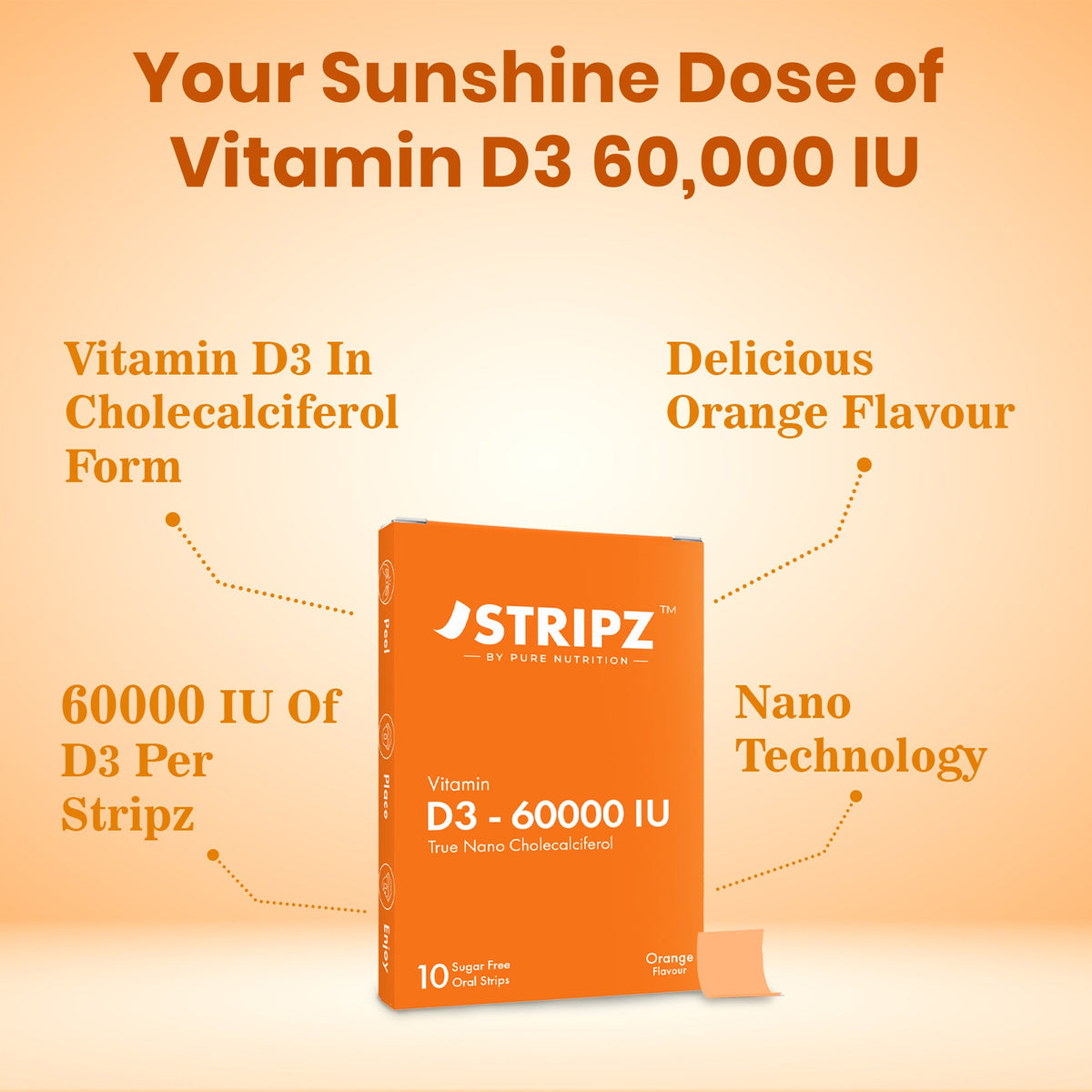 Vitamin D3 60000 IU Oral Strips 10 Sugar-Free Strips