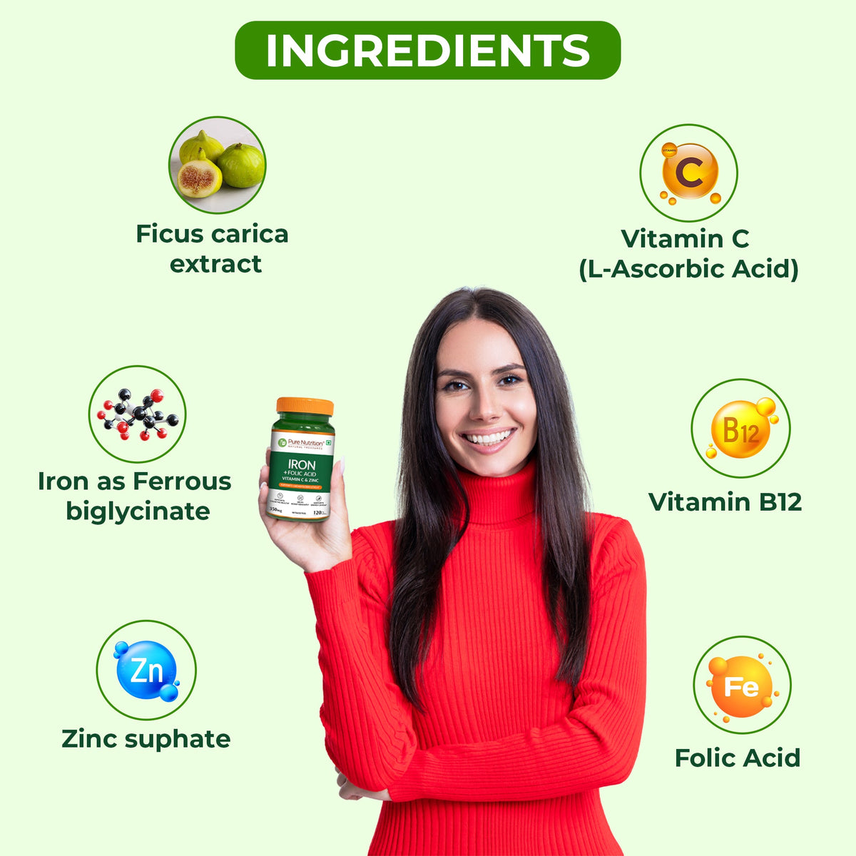 Iron with Folic Acid - 120 Tablets | Supports Haemoglobin Production and Helps Maintain Healthy Iron Levels