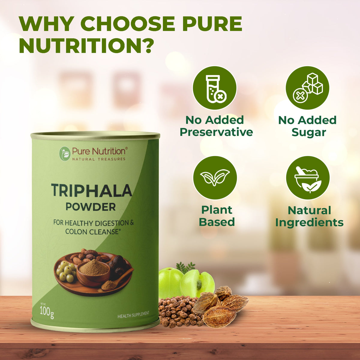 Triphala Powder  100g | Amla, Haritaki & Bibhitaki | Digestive Cleanse