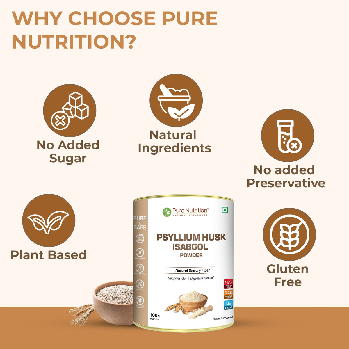 Psyllium Husk (Isabgol) Powder  Natural Dietary Fiber for Digestive Health
