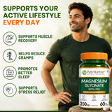 Magnesium Glycinate with Zinc 350mg – Sleep Support, Muscle Relaxation & Bone Health Tablets | 60 Tablets - Nutrition by Pure Nutrition