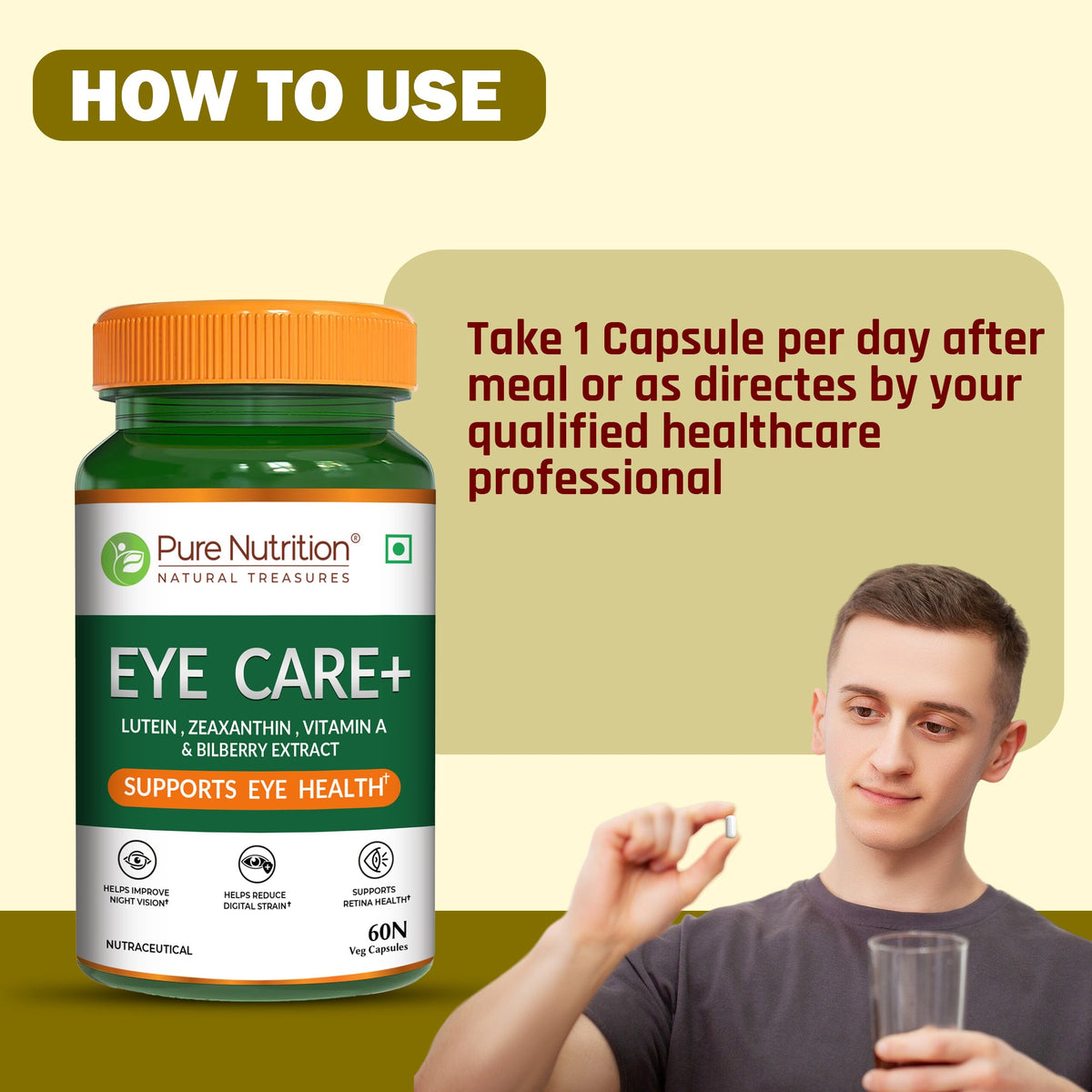 Eye Care+ Lutein, Zeaxanthin, Vitamin A & Bilberry for Eye Health