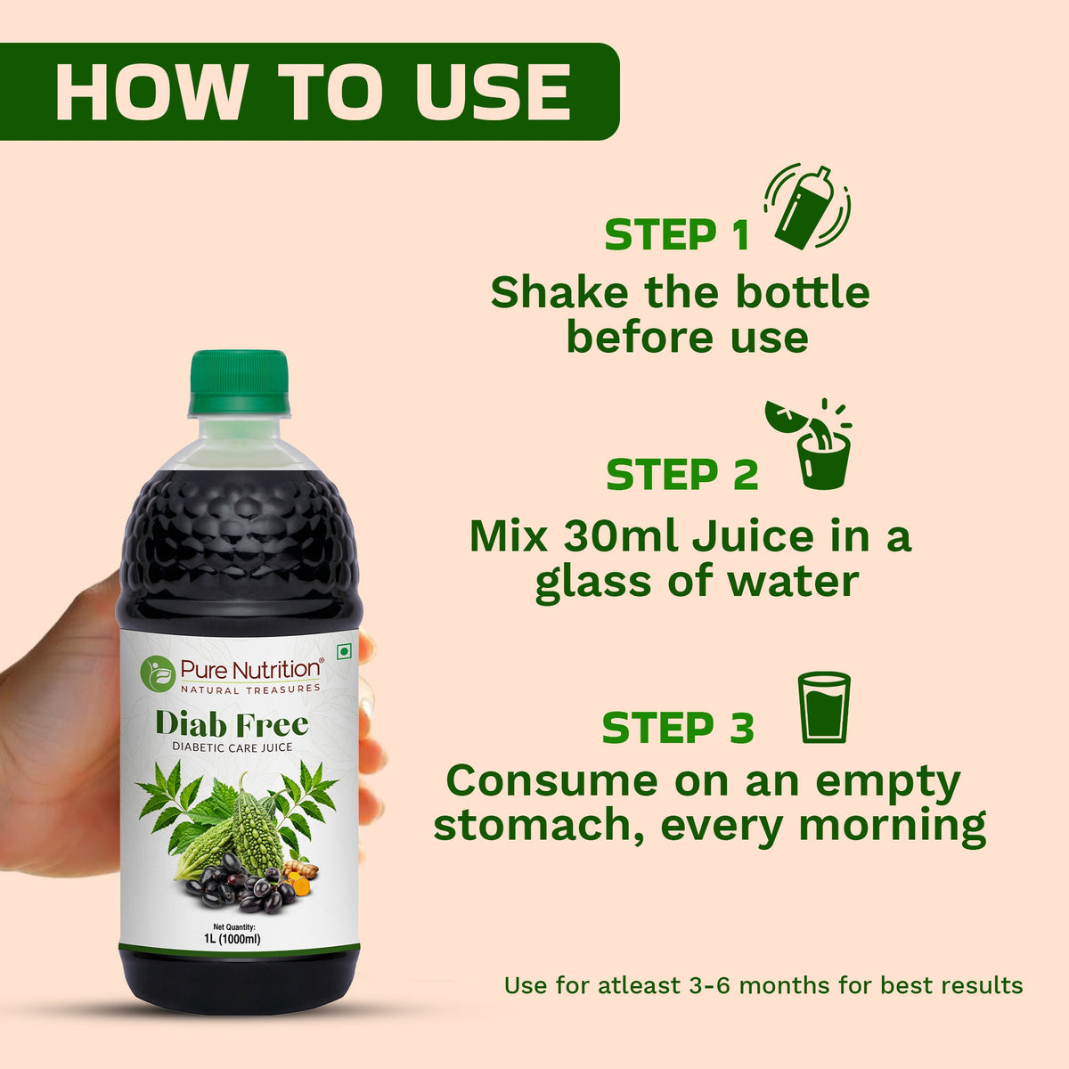 Diab Free Herbal Juice  Karela, Jamun, Neem & Fenugreek Blend