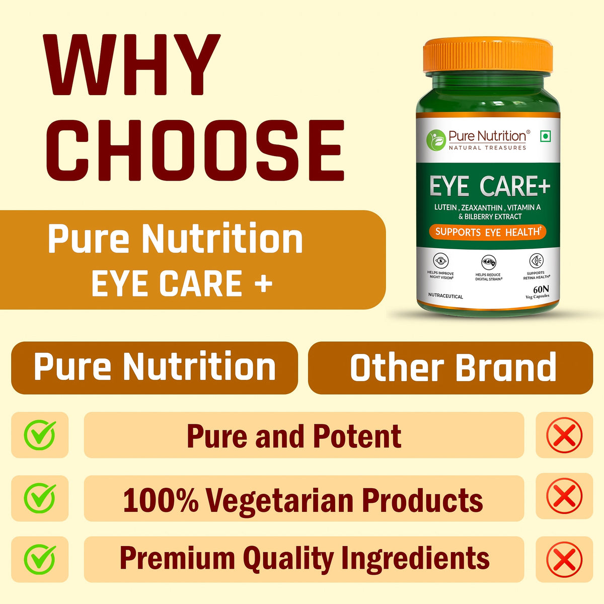 Eye Care+ Lutein, Zeaxanthin, Vitamin A & Bilberry for Eye Health