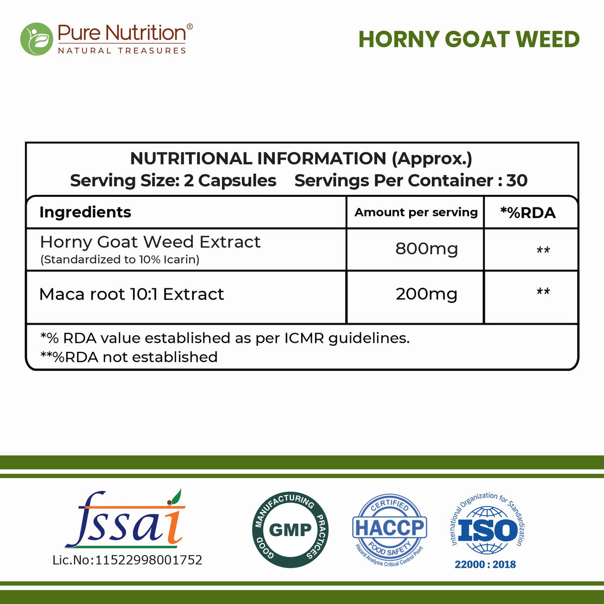 Horny Goat Weed with Maca Root  Herbal Vitality & Wellness Supplement