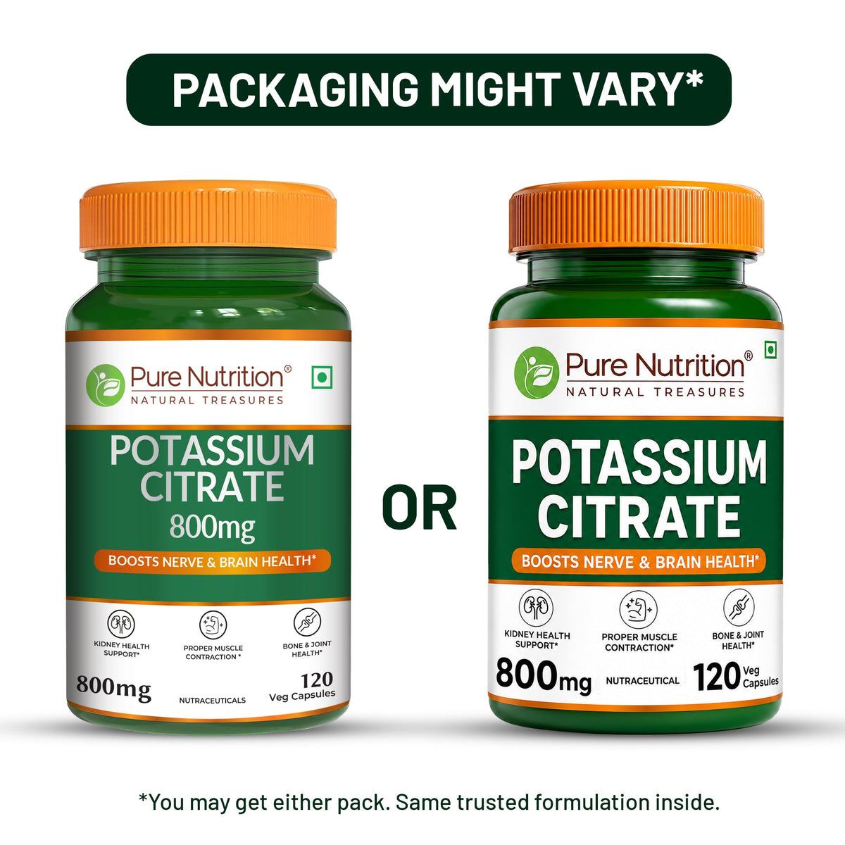 Potassium Citrate 800mg  Nerve, Kidney & Bone Health | 120 Veg Capsules