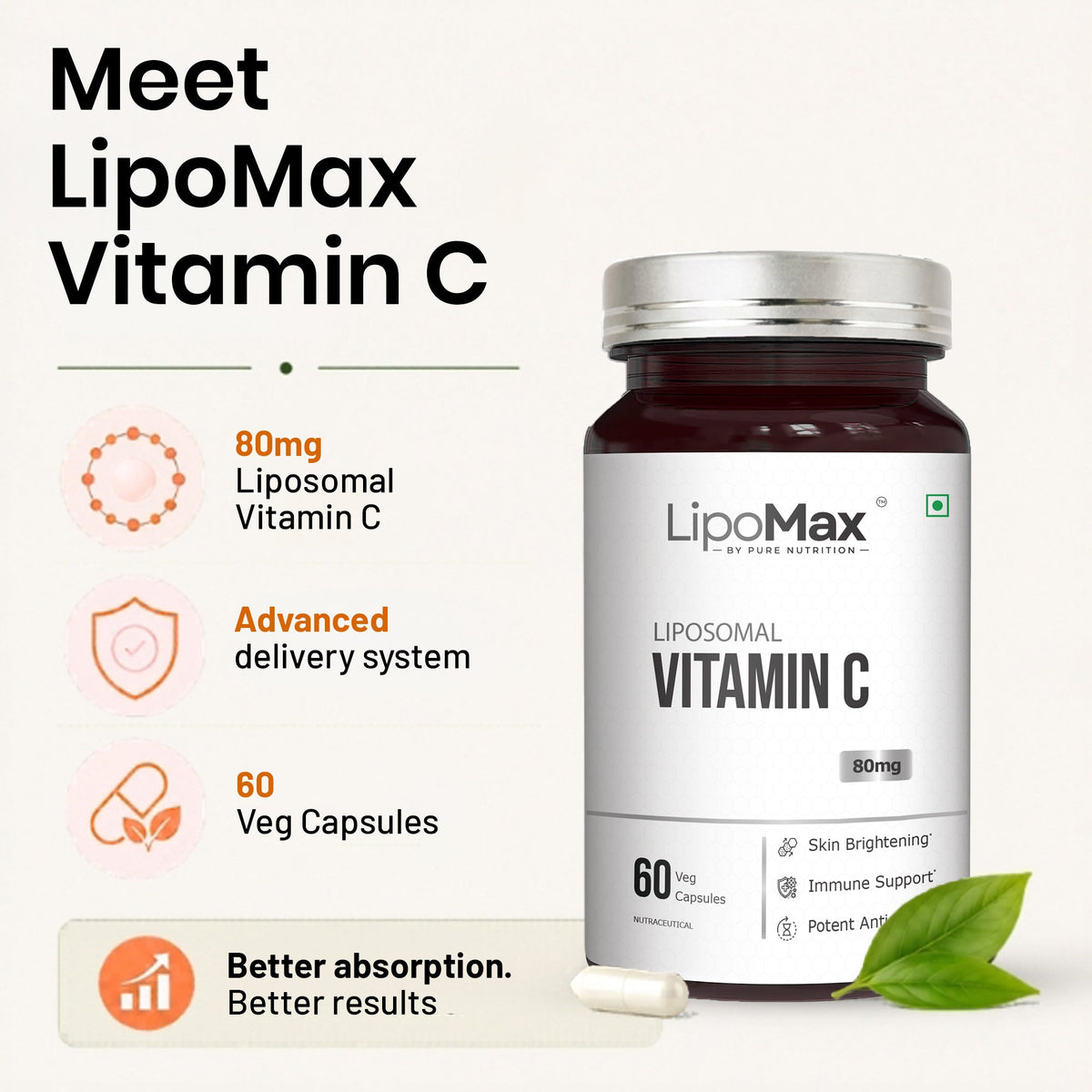 LipoMax Liposomal Vitamin C 80mg | Immune & Antioxidant Support