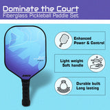 Synco Pickleball Paddle Set Hybrid Max Blue | 1 Pickleball Racket and 2 Pickleballs with Carry Bag | Fiberglass Lightweight Racket with Cushion Comfort Grip