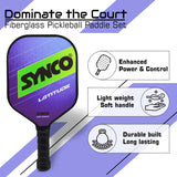 Synco Pickleball Paddle Set Latitude Blue | 2 Pickleball Rackets and 4 Pickleballs with Carry Bag | Fiberglass Lightweight Racket with Cushion Comfort Grip