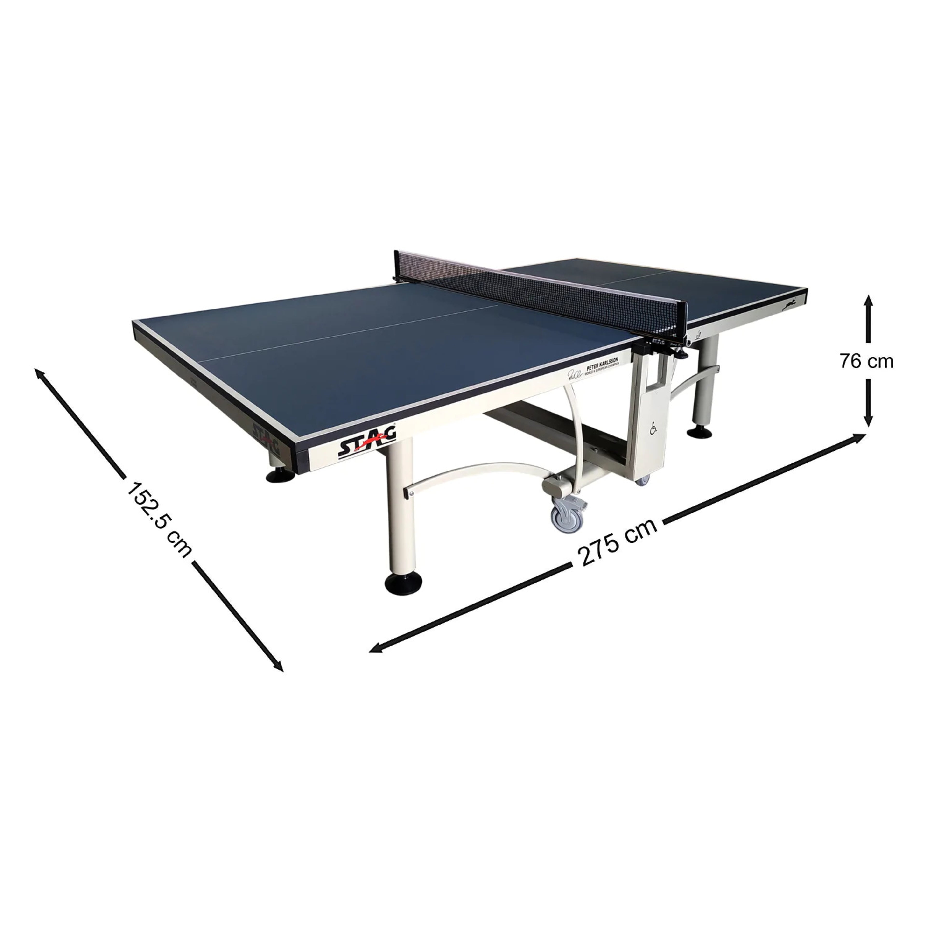 STAG GLOBAL Peter Karlsson Table Tennis Table High Level Competition TT Table with 2 TT Rackets, 6 Balls, 1 Table Cover & Clamp Net