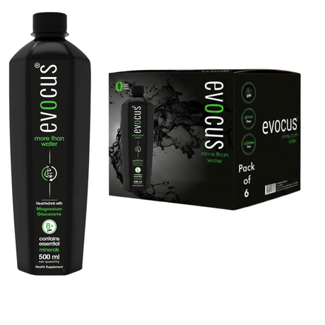 EVOCUS Black Health Drink with Magnesium Gluconate (500ml) Pack of 6 | Drink Evocus