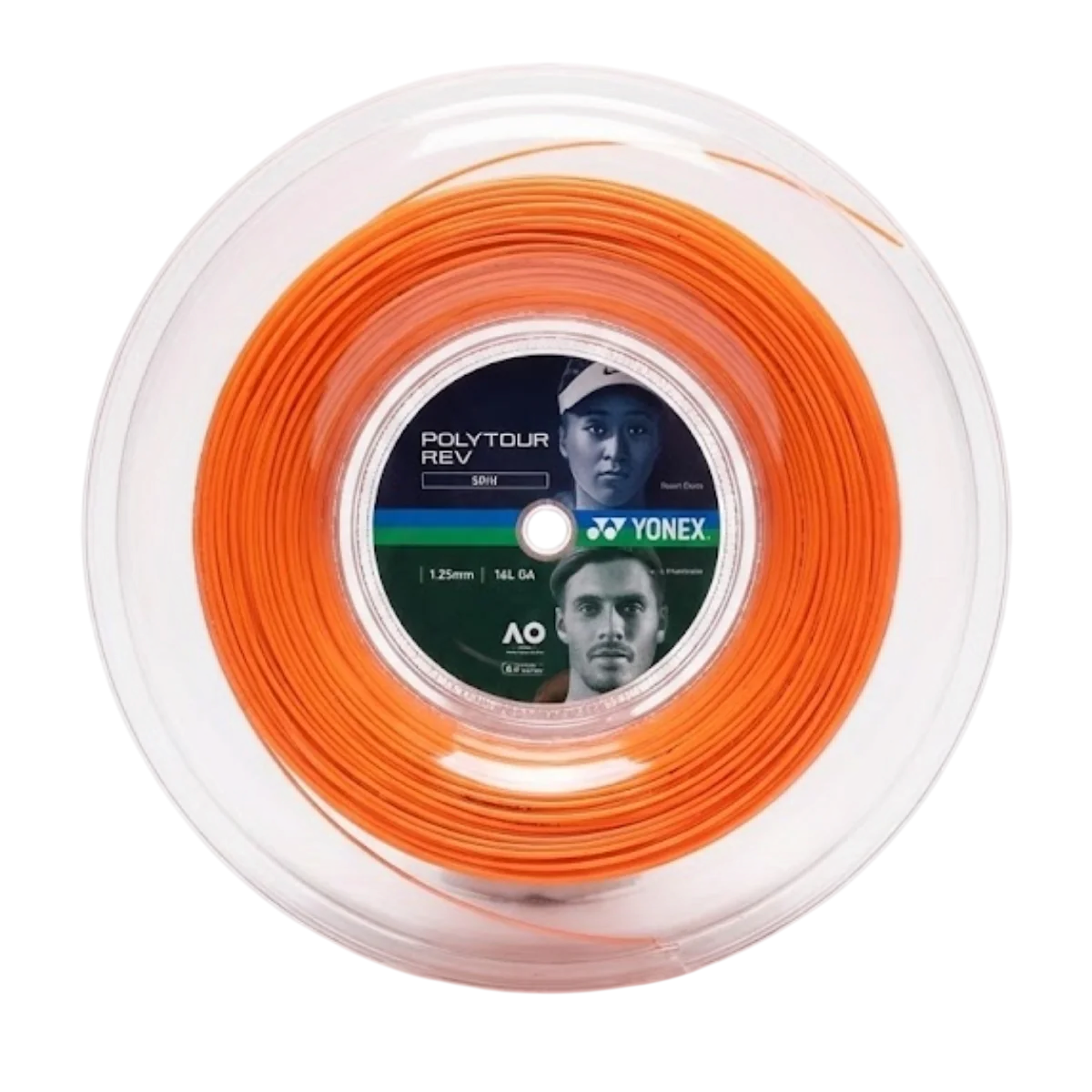 YONEX Poly Tour Rev Tennis String Reel 16L (1.25mm, 200m, Bright Orange)