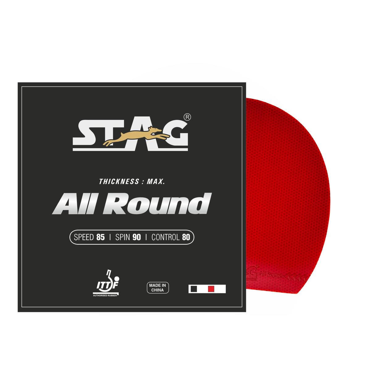 STAG GLOBAL All Round Table Tennis Racket Single Rubber, ITTF Approved, Speed 85, Spin 90, Control 80