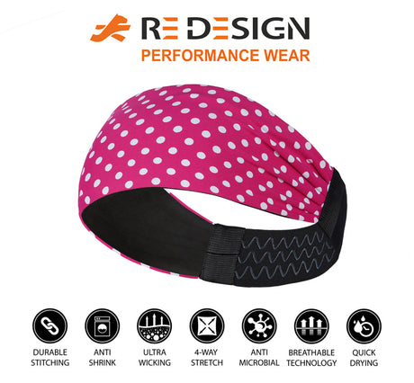 Sports Headband For Men and Women (Pink Dots)