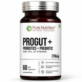 PROGUT+ Probiotics 60 Billion CFU + Prebiotic Gut & Immune Health - Nutrition by Pure Nutrition