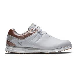Footjoy Women's Pro SL Spikeless Golf Shoes - White/Rose Gold (CS)