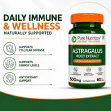 Astragalus Root Extract 500mg | 60 Veg Capsules | Astragalus membranaceus