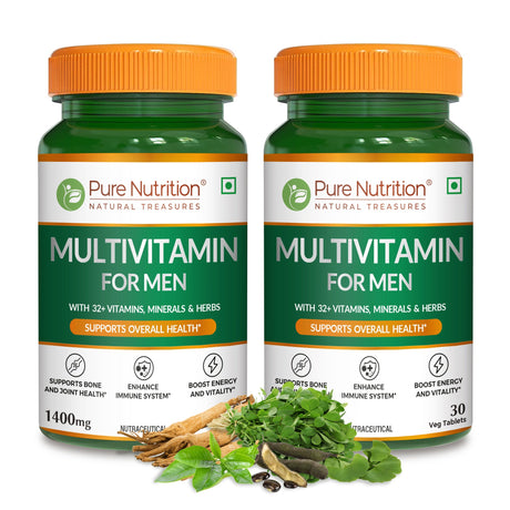 Multivitamin for Men – 30 Vegetarian Tablets | Comprehensive Wellness with 32+ Nutrients