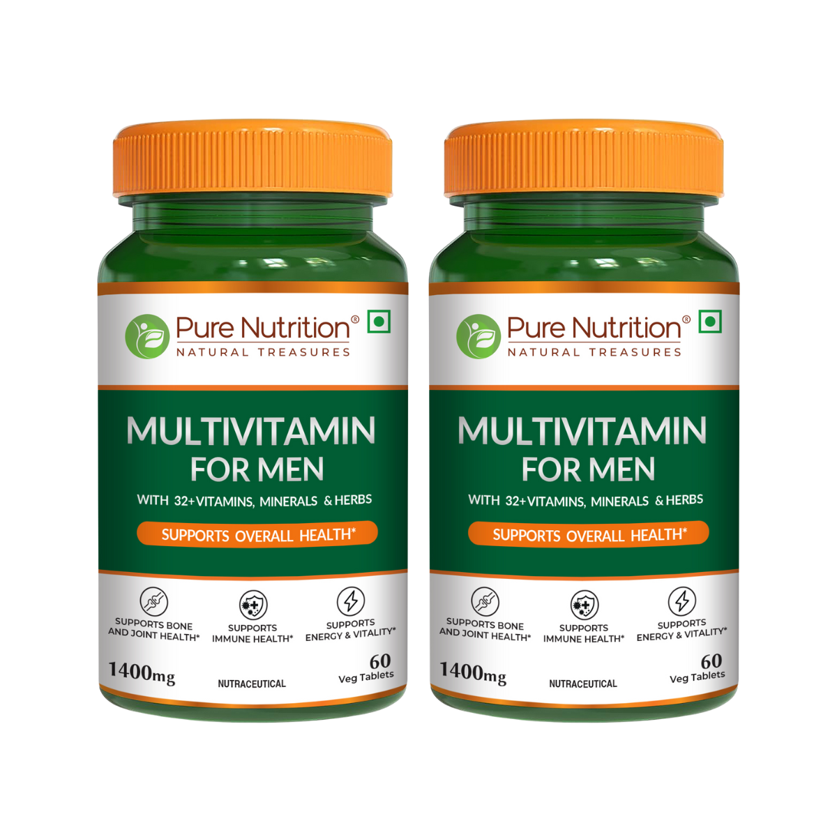 Multivitamin for Men - 60 Vegetarian Tablets | Daily Wellness with 32+ Vitamins, Minerals, and Herbal Extracts