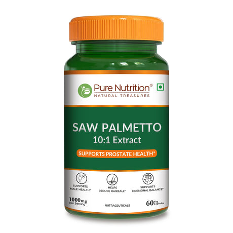 Saw Palmetto Supplement  Prostate Health, Hair Growth & Urinary Support - Nutrition by Pure Nutrition