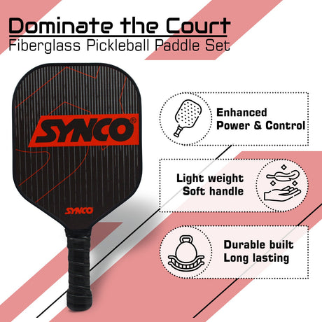 Synco Pickleball Paddle Carbonium Red | Pickleball Racket Lightweight with 16mm Thickness