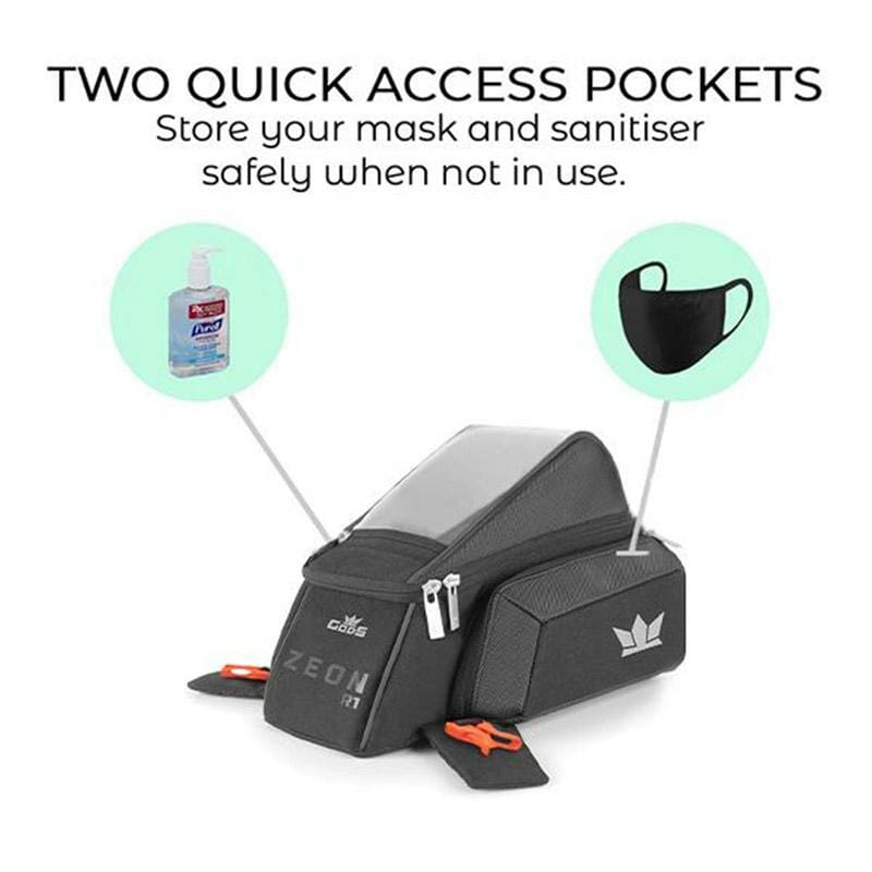 Gods Zeon R1 - Magnetic motorcycle Tank Bag with Capsule Rain Cover (compatible with all bikes)