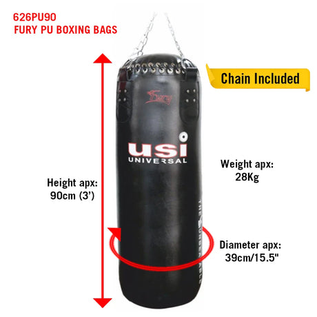 Fury PU Punching/Boxing Bags (Filled) - 626PU USI | Kibi Sports