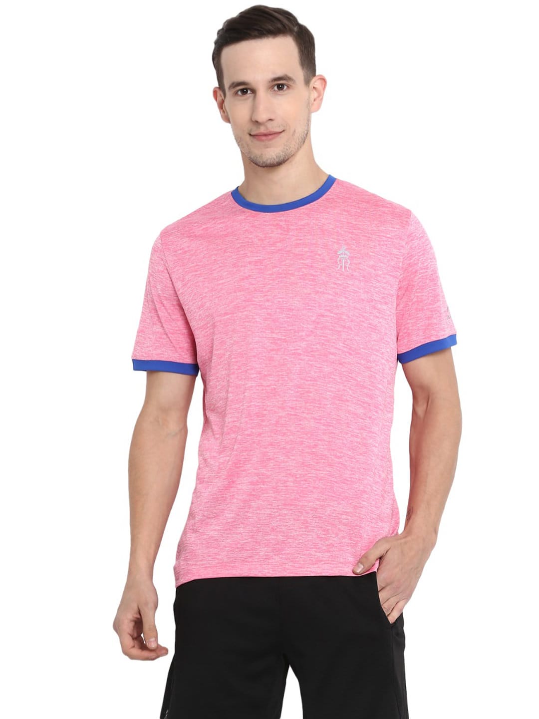 Alcis Men Rajasthan Royals Pink Self Design Round Neck T-shirt