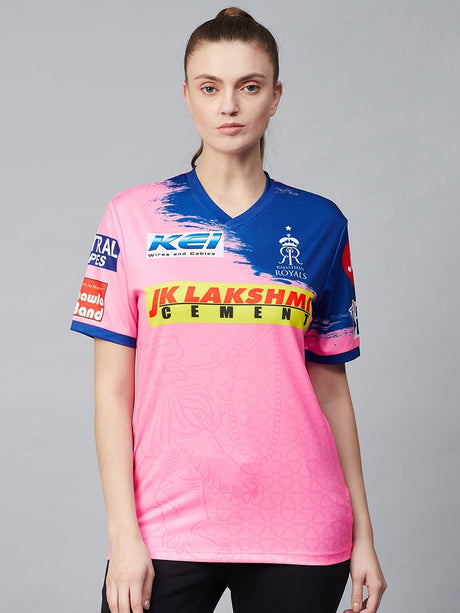 Alcis Women Pink Printed Rajasthan Royals Replica Match Day Jersey | Alcis