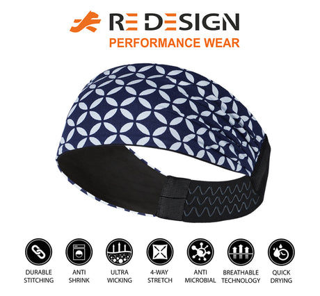 Sports Headband For Men and Women (Navy Spiral)