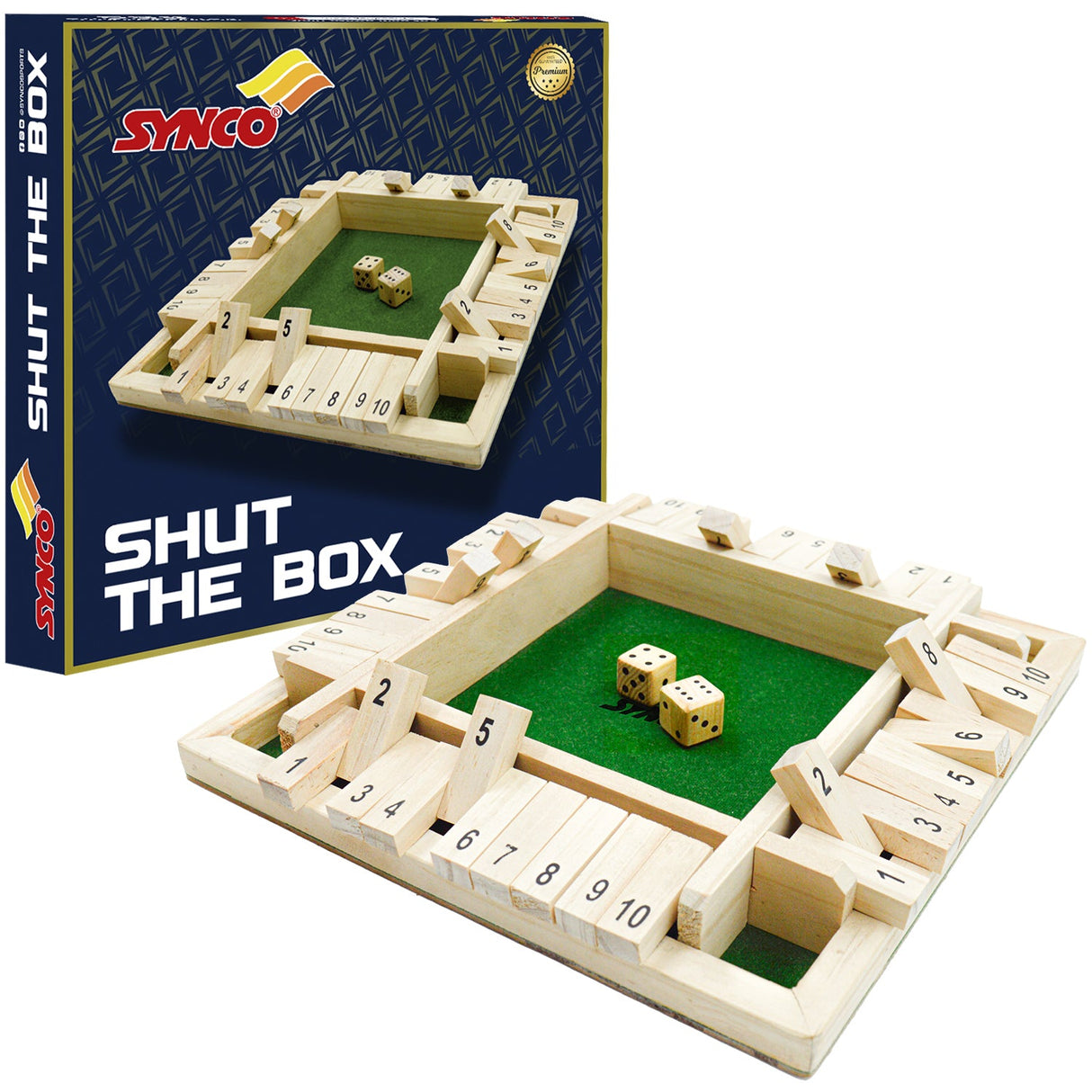 Synco 4 Players Shut The Box Dice Wooden Game