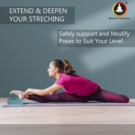 Vedam High Density EVA Foam Yoga Block Set of 2 For Men & Women (Aqua orange) | Industrial