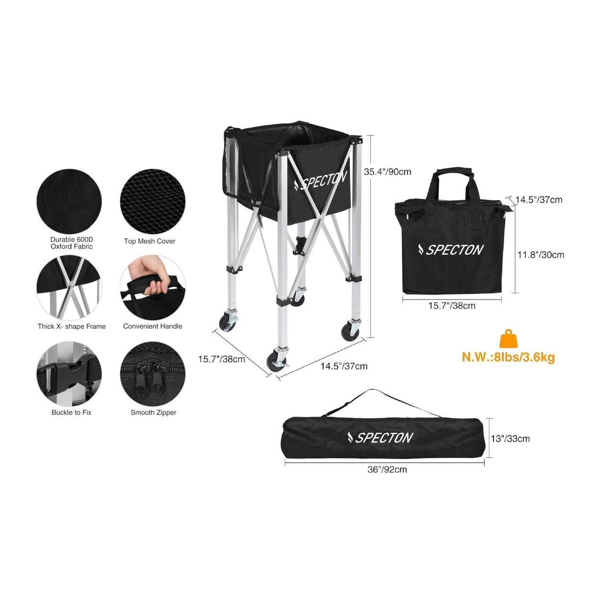 SPECTON Pickleball Hopper with Wheels