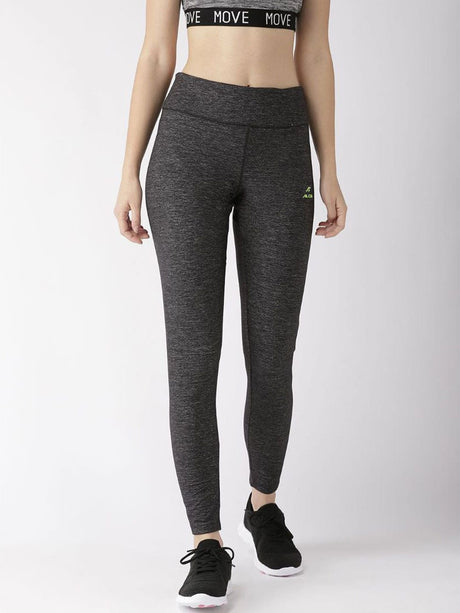 Alcis Women Charcoal Grey Self Design Tights | Alcis