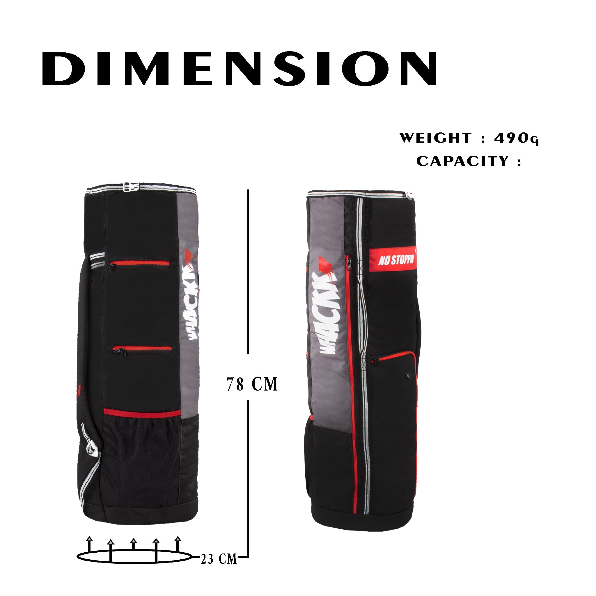 Brute Black RedUnisex Yoga Aerobics Gym Mat Bags Air Ventilated Pocket for Shoes, Front & Top Open, Carry Way with 3-Way Options i.e. Backpack, Holdall or with a Loop