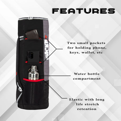 Brute Black RedUnisex Yoga Aerobics Gym Mat Bags Air Ventilated Pocket for Shoes, Front & Top Open, Carry Way with 3-Way Options i.e. Backpack, Holdall or with a Loop