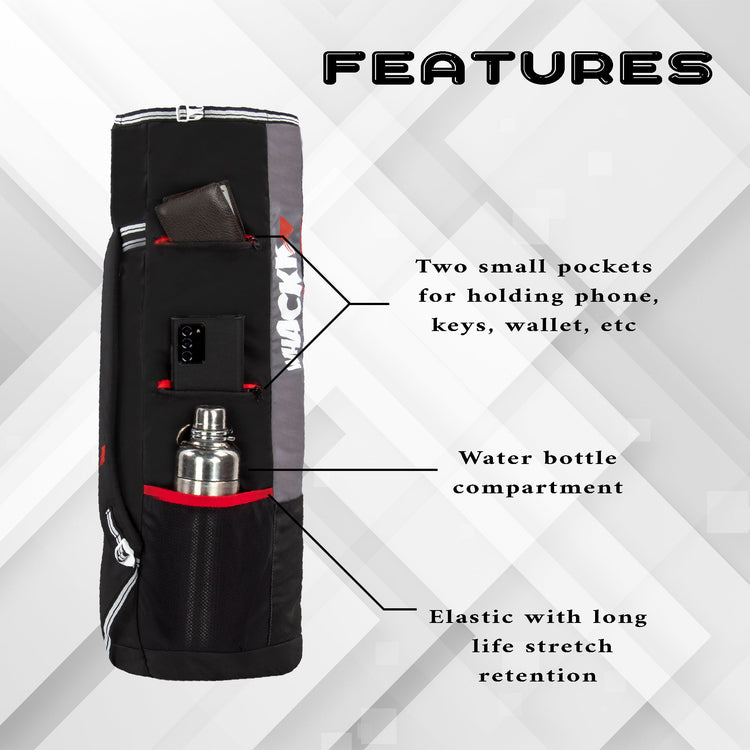 Brute Black RedUnisex Yoga Aerobics Gym Mat Bags Air Ventilated Pocket for Shoes, Front & Top Open, Carry Way with 3-Way Options i.e. Backpack, Holdall or with a Loop