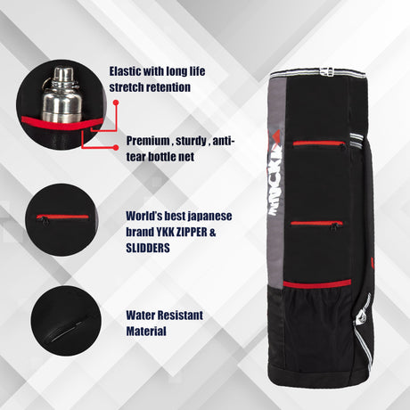 Brute Black RedUnisex Yoga Aerobics Gym Mat Bags Air Ventilated Pocket for Shoes, Front & Top Open, Carry Way with 3-Way Options i.e. Backpack, Holdall or with a Loop