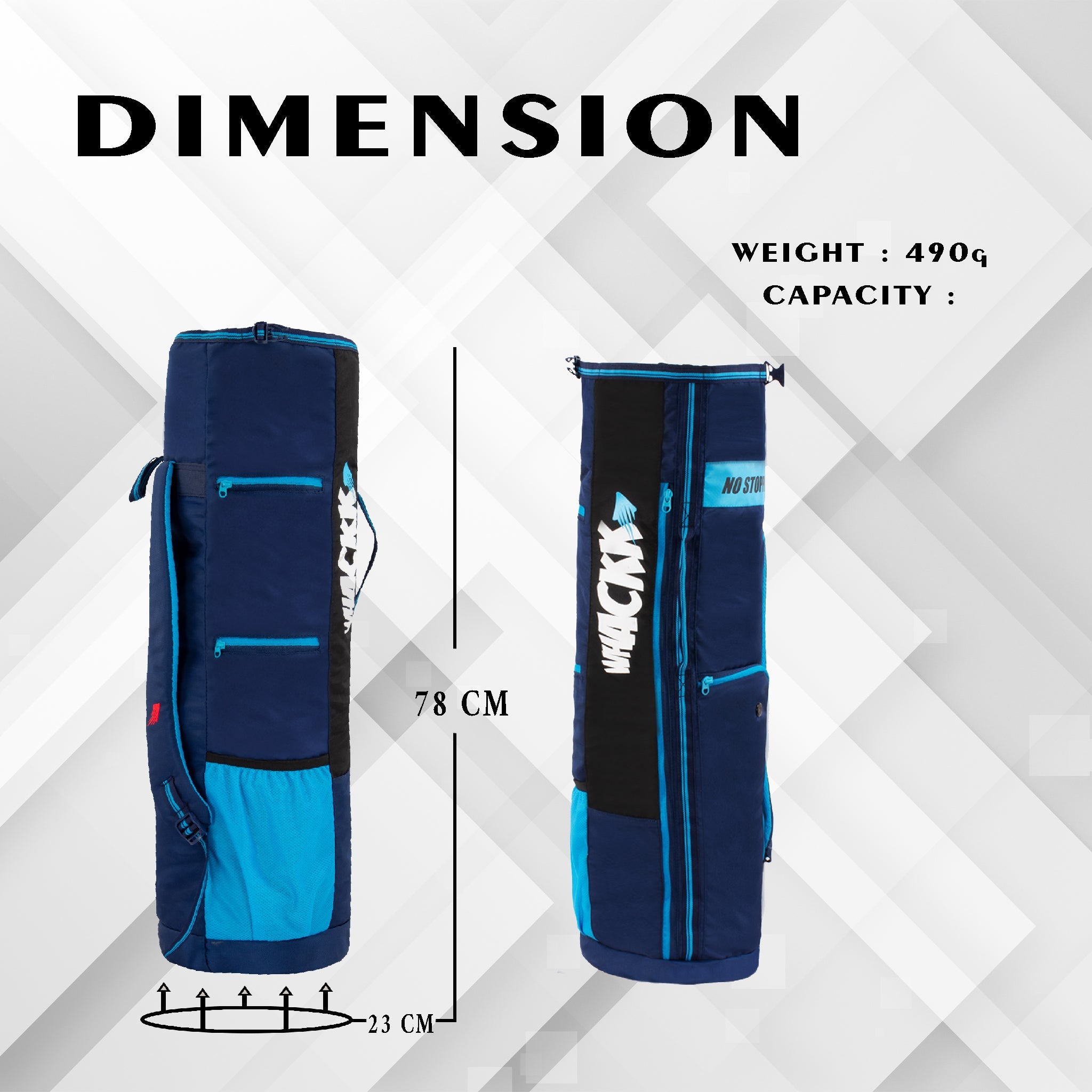 Brute Blue Black Unisex Yoga Aerobics Gym Mat Bags Air Ventilated Pocket for Shoes, Front & Top Open, Carry Way with 3-Way Options i.e. Backpack, Holdall or with a Loop