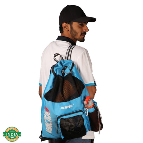 Aqua Blue Unisex Swimming Bag |Water Sports |Dry Bags |Wet Pocket |Accessories |Beach Bag |Storage Swim Gym Gears |Drawstring Backpack |Netball Backpack | Pocket for Cap and Goggles