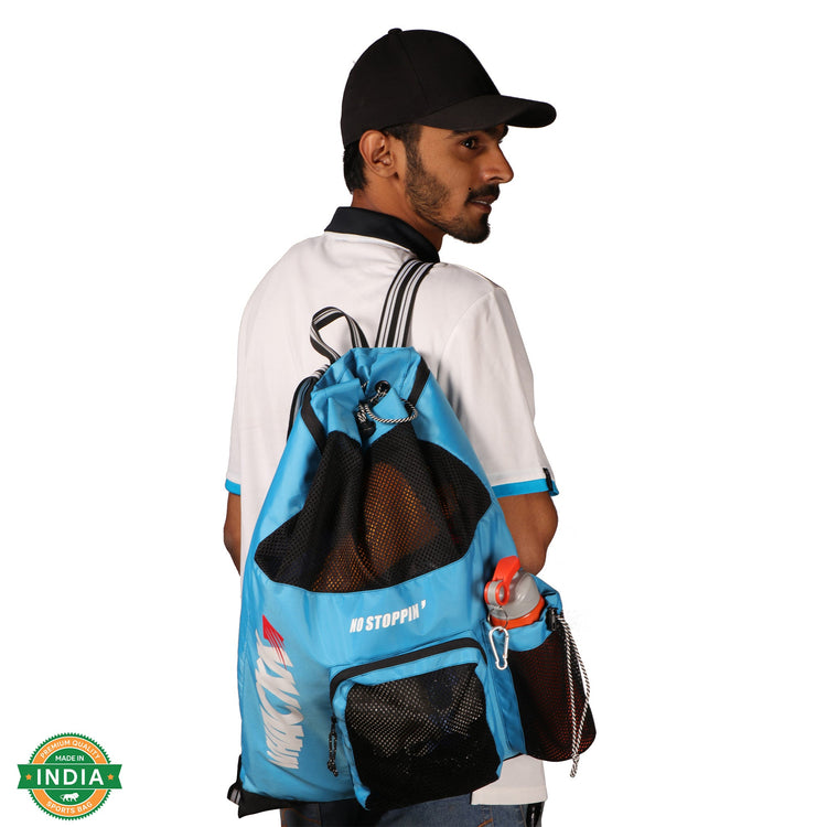 Aqua Blue Unisex Swimming Bag |Water Sports |Dry Bags |Wet Pocket |Accessories |Beach Bag |Storage Swim Gym Gears |Drawstring Backpack |Netball Backpack | Pocket for Cap and Goggles