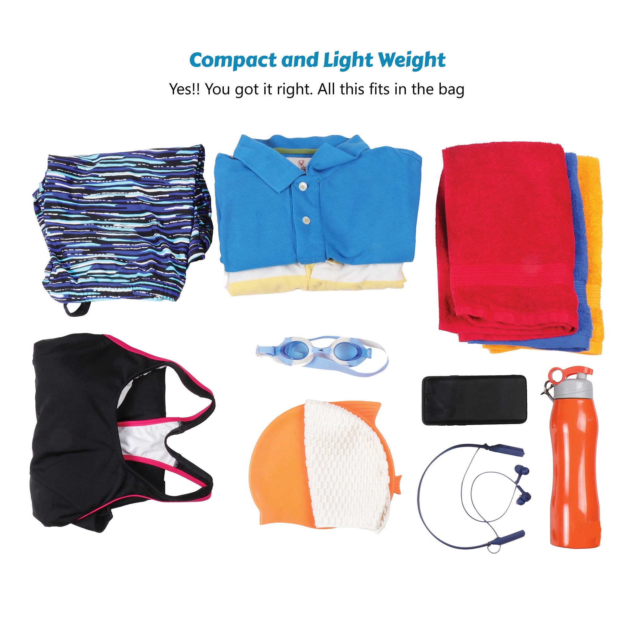 Aqua Blue Unisex Swimming Bag |Water Sports |Dry Bags |Wet Pocket |Accessories |Beach Bag |Storage Swim Gym Gears |Drawstring Backpack |Netball Backpack | Pocket for Cap and Goggles