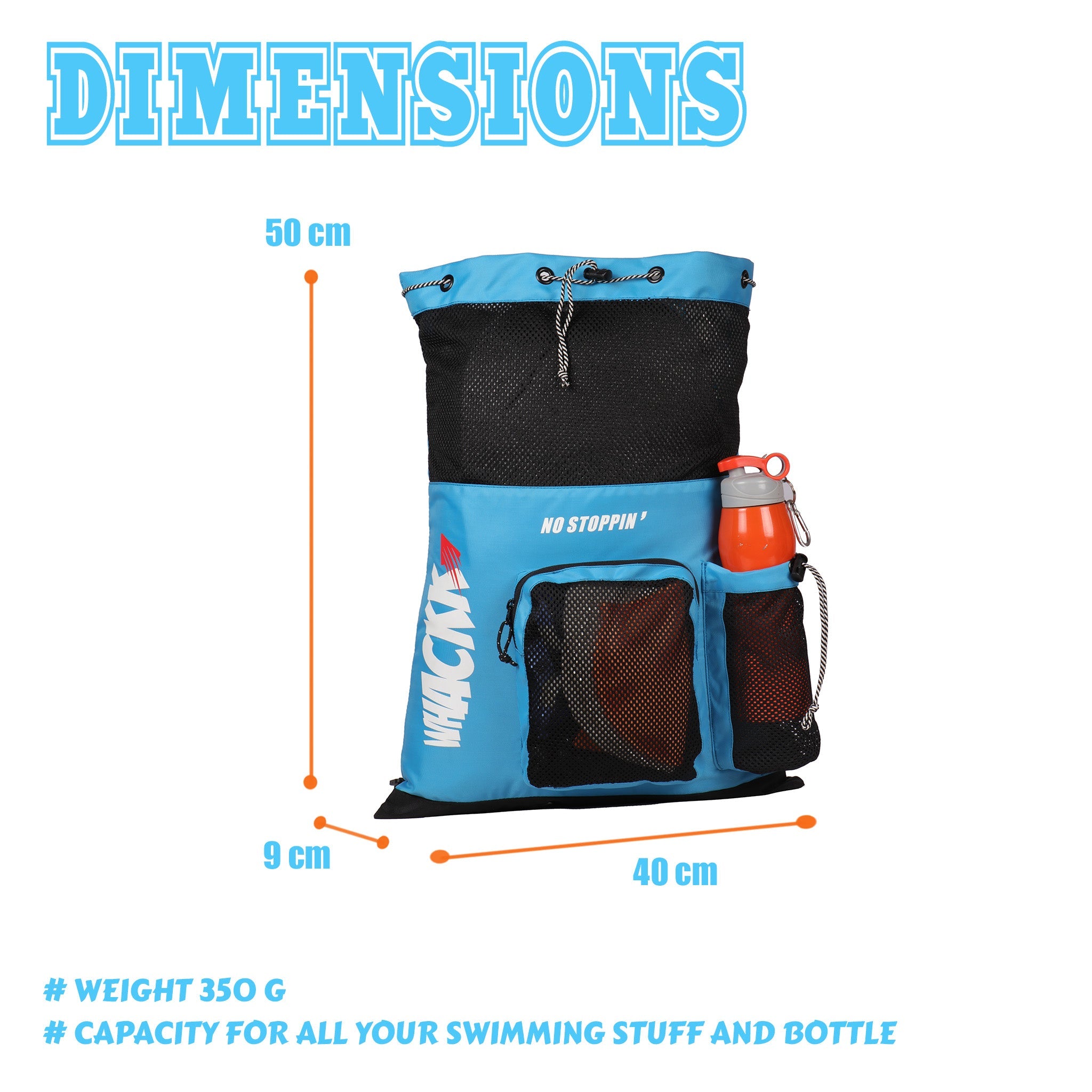 Aqua Blue Unisex Swimming Bag |Water Sports |Dry Bags |Wet Pocket |Accessories |Beach Bag |Storage Swim Gym Gears |Drawstring Backpack |Netball Backpack | Pocket for Cap and Goggles
