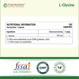 L-Glycine 500mg Veg Capsules  Muscle, Cognitive & Sleep Support | 120 Caps