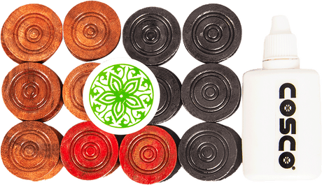 Cosco Carrom Borad Coins 3-in-1 Set TRIO - Cosco Carrom Equipment