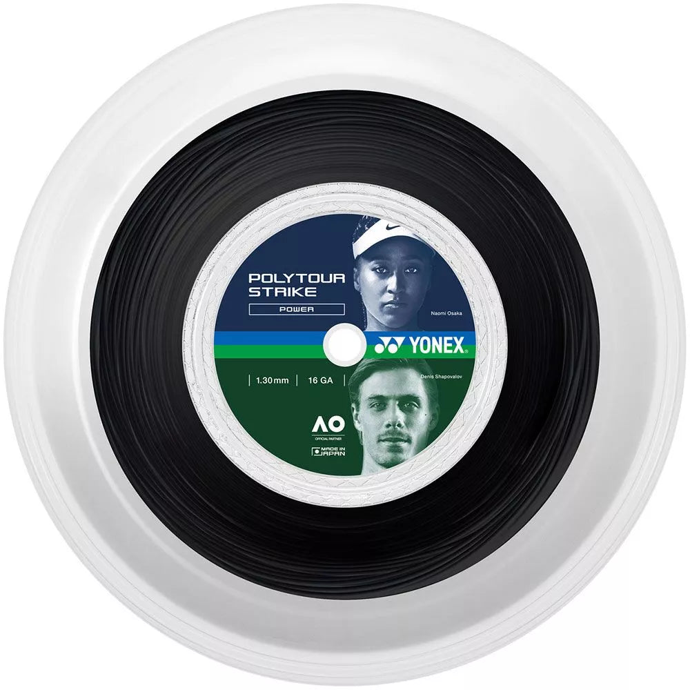 YONEX Poly Tour Strike Tennis String Reel 16L (1.25mm, 200m, Cool Black)