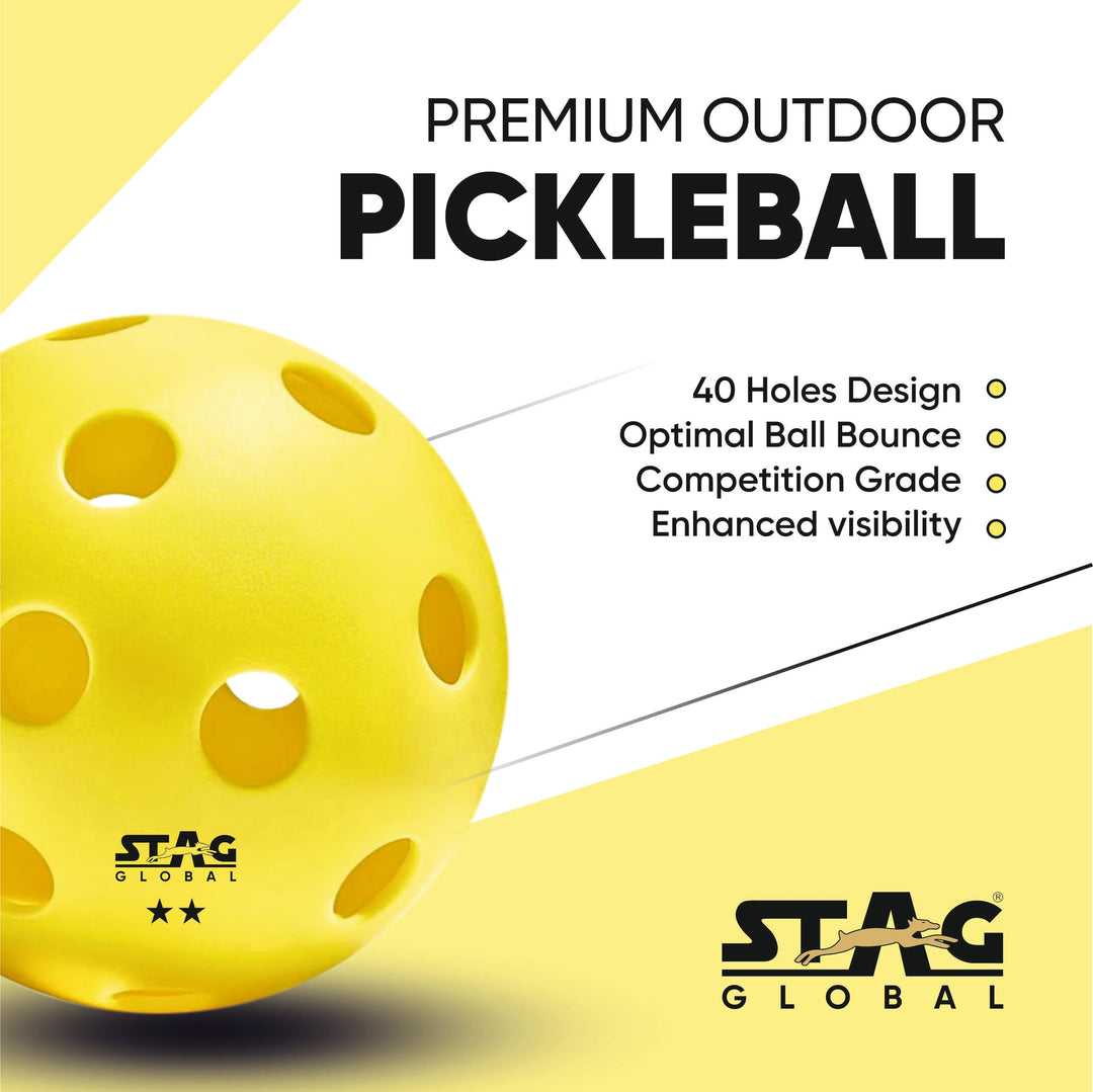 STAG GLOBAL Pickleball | Outdoor Pickleball | Perfectly Balanced | High Bounce Durable Ball