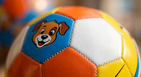 Vector X Dog Face Football Cartoon PVC Machine Stitched 32 Panel Kids Play Ball - detail shot