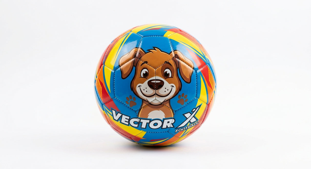 Vector X Dog Face Football Cartoon PVC Machine Stitched 32 Panel Kids Play Ball - studio shot